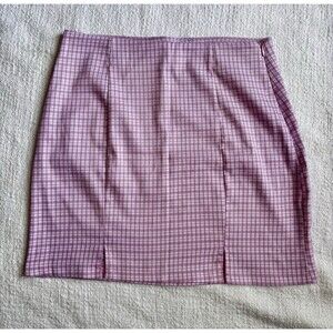 Herperus Pink Mini Skirt With A Plaid Pattern. Size Small